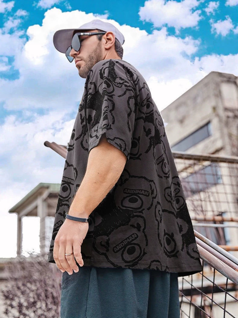 Men's Printed Cartoon Round Neck Summer T-Shirt