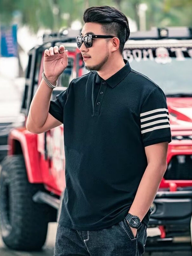Black men's Plus Size Business Casual Polo Shirt Short Sleeve