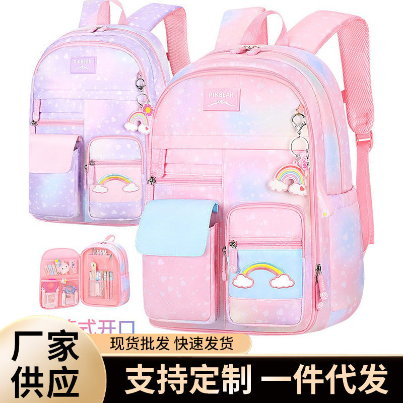 Kids Gradient Backpack Large Capacity Waterproof School Bag