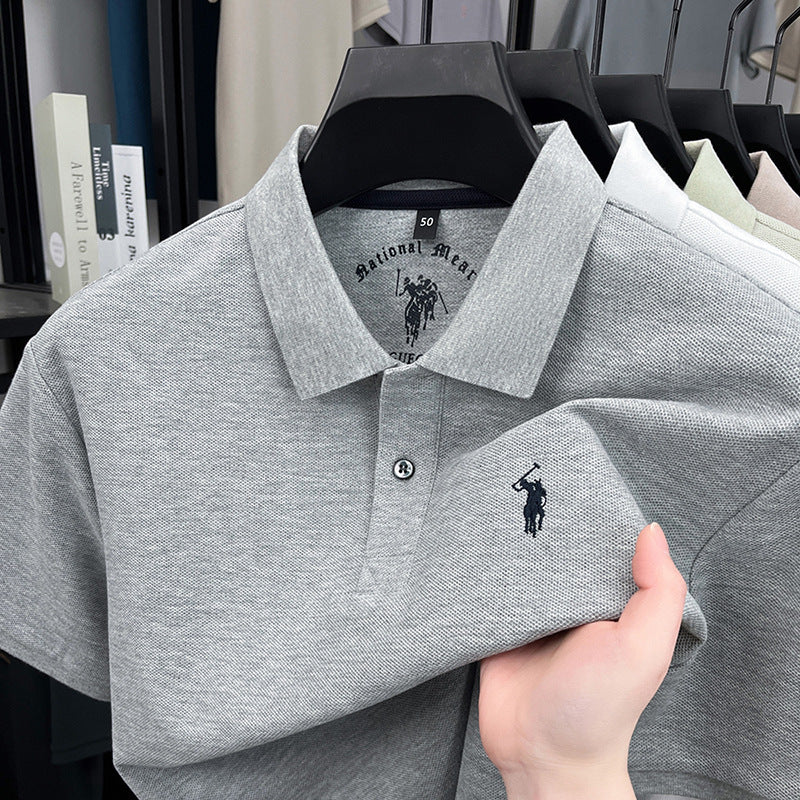 3318 Black men's Cotton Embroidered Horse Logo Polo Shirt