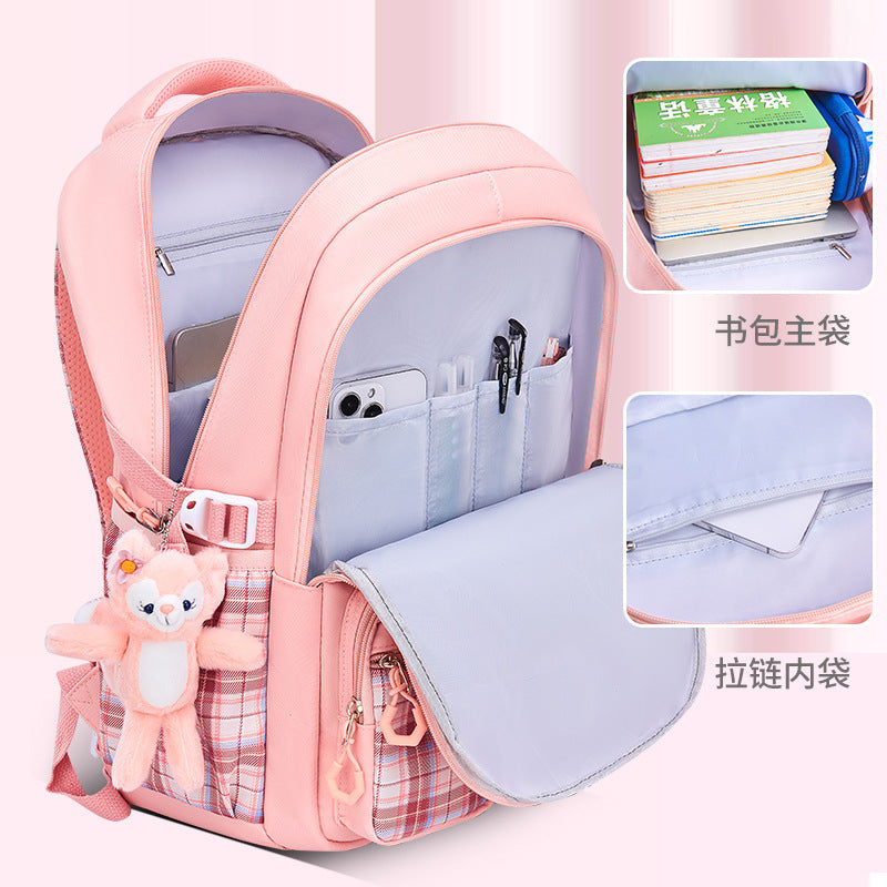 Kids Spine Support Backpack Large Capacity School Bag for Girls
