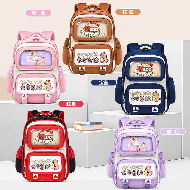 Kids Capibara Cartoon Backpack Large Capacity School Bag