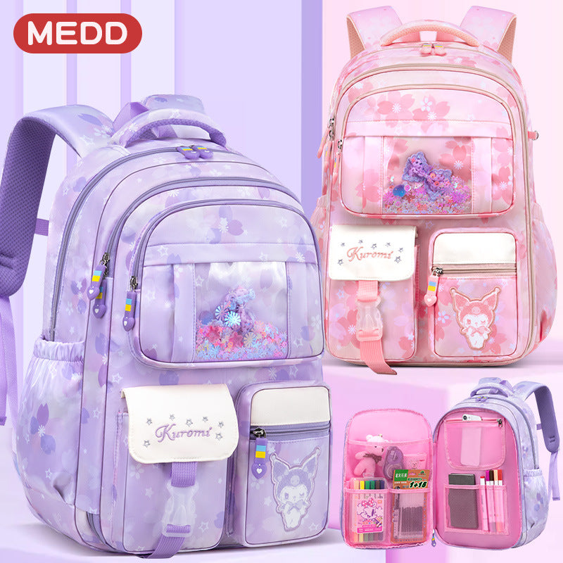 Girls Lightweight Kuromi School Backpack Large Capacity Bag