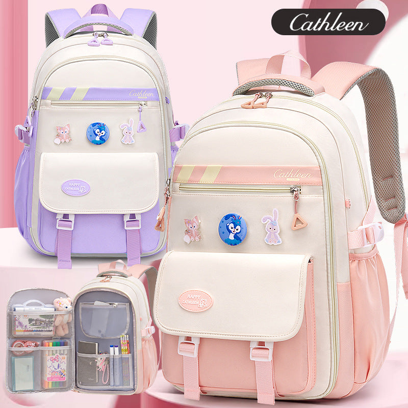 Girls Korean Style Side-Opening School Backpack Large Capacity