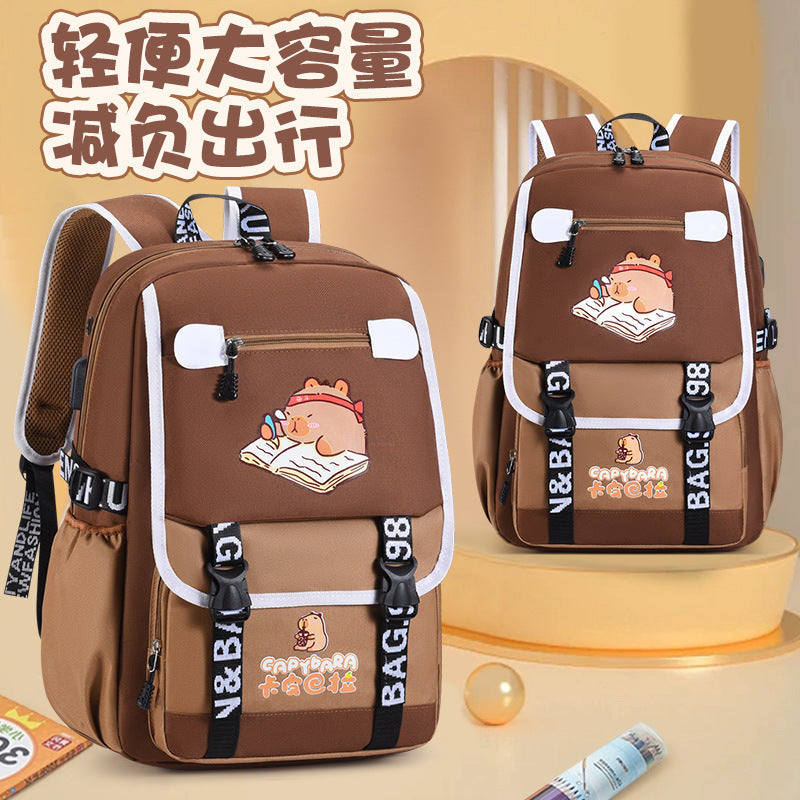 Kids Kapibara Cartoon Backpack Large Capacity School Bag