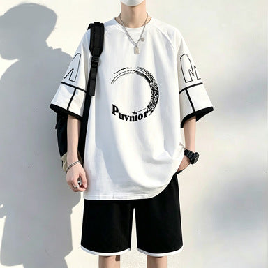 Black Suit men's Oxygen Cotton Loose Fit T-Shirt and Shorts Set