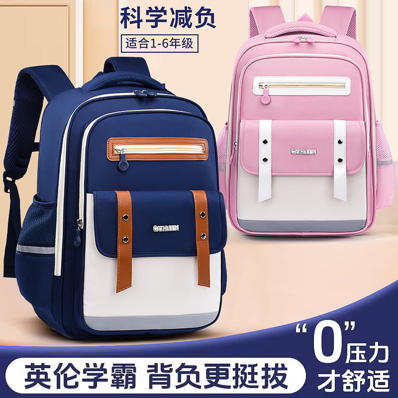 Kids British Style Spine Support School Backpack Large Capacity