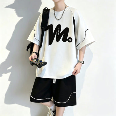 Black Suit men's Ice Silk Loose Fit T-Shirt and Shorts Set 2026