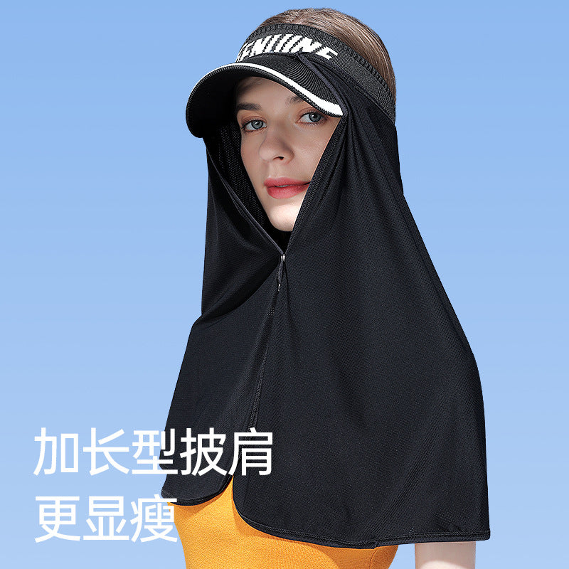 Summer Premium Ice Silk Long Shawl Mask with Extended Neck