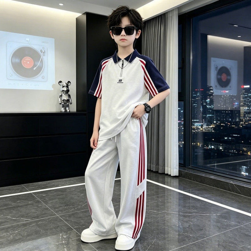 Boys Summer Casual Sports Two-Piece Cotton Set