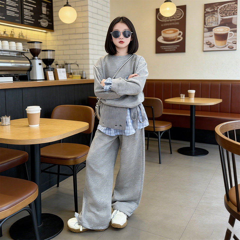 Girls Korean Style Loose Three-Piece Casual Outfit Set