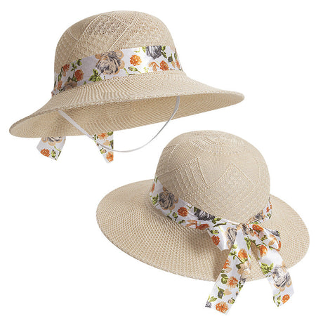 Women’s Lafite Straw Sun Hat with Wide Brim Fisherman Style - 2PC