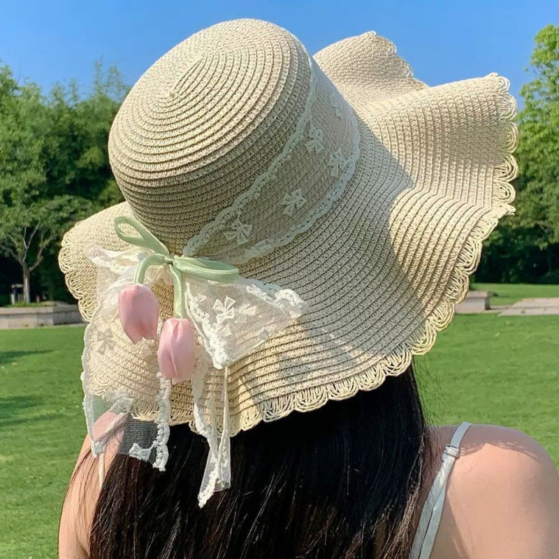 Women’s Bowknot Wide Brim Straw Hat for Beach & Travel