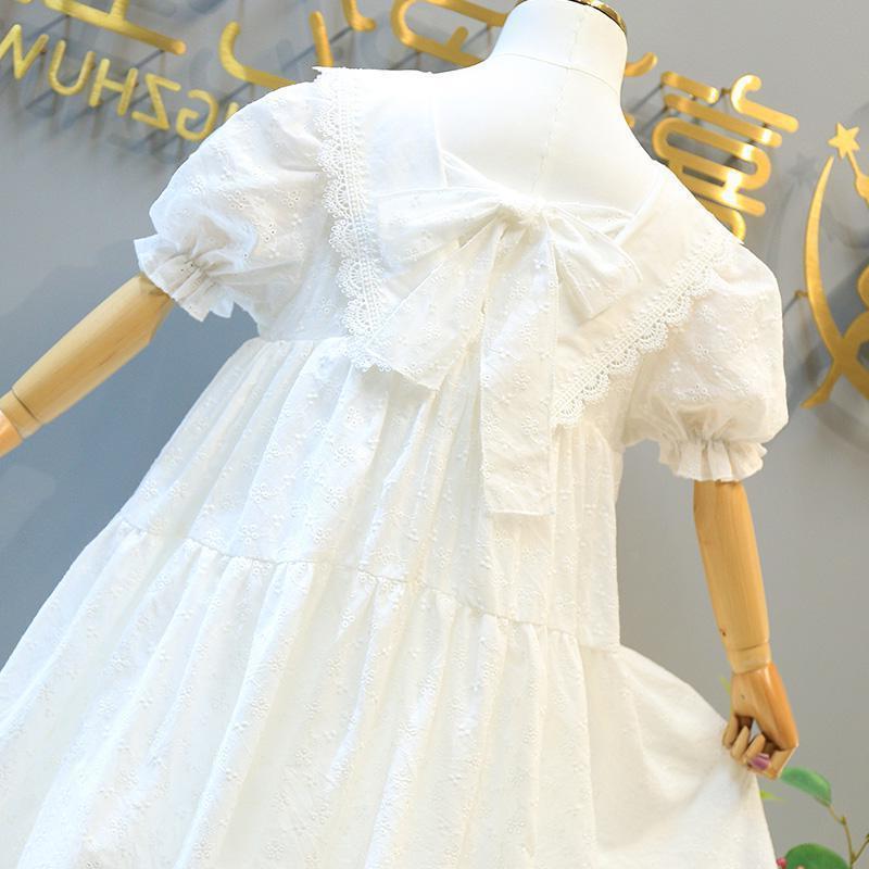 Girls White Lace Hollow Princess A-Line Dress