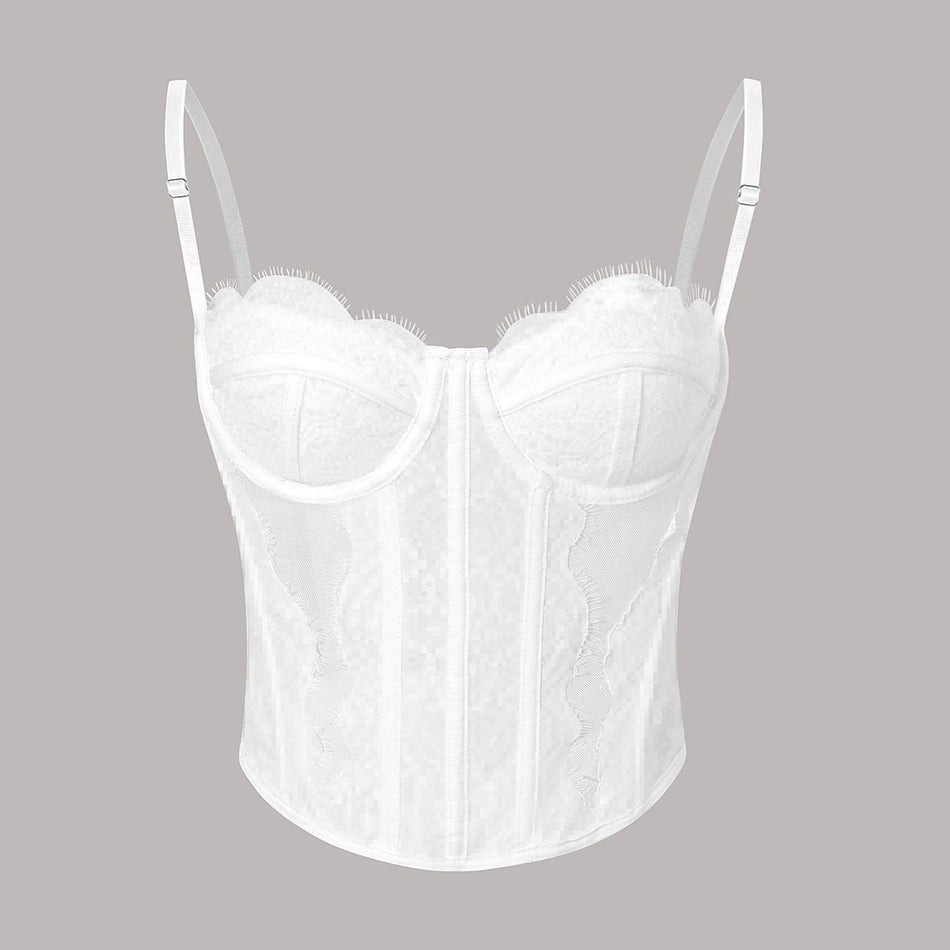 Women’s Lace Corset Camisole Top with Fishbone Support