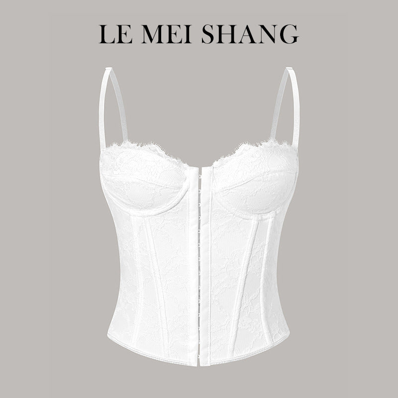 Women’s Lace Fishbone Corset Vest with Backless Design