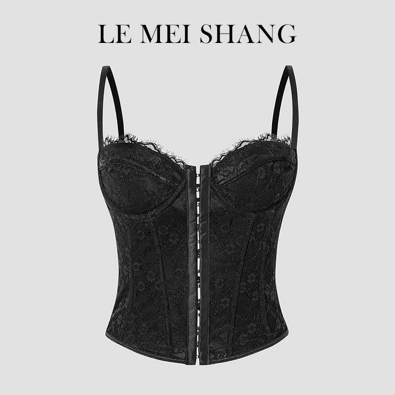Women’s Lace Fishbone Corset Vest with Backless Design
