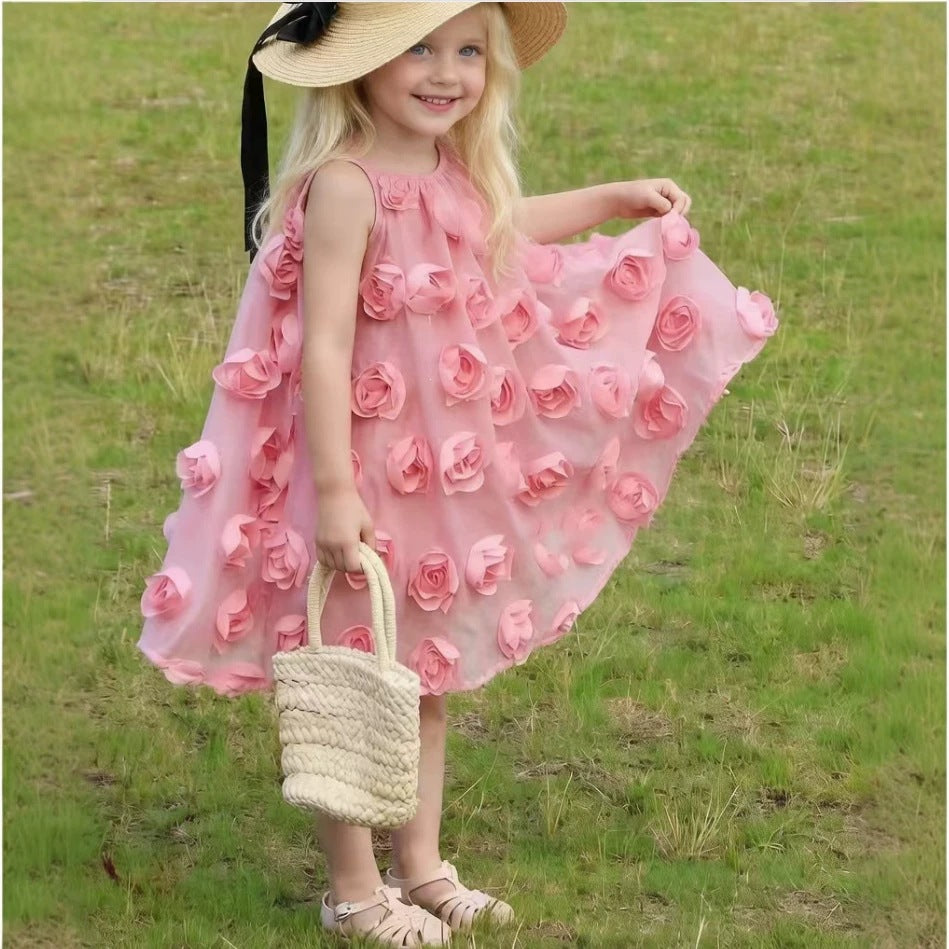 Girls Cotton Seaside Suspender Dress and Shorts Set