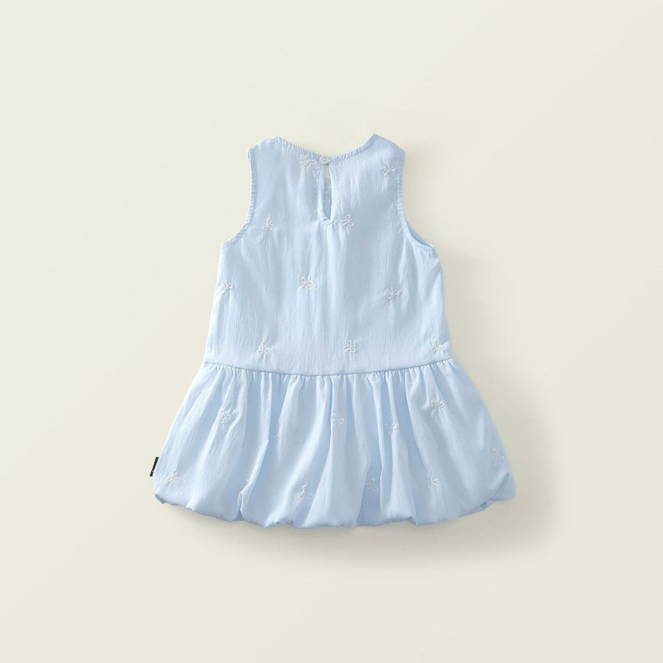 Girls Cotton A-Line Princess Dress with Cartoon Detail