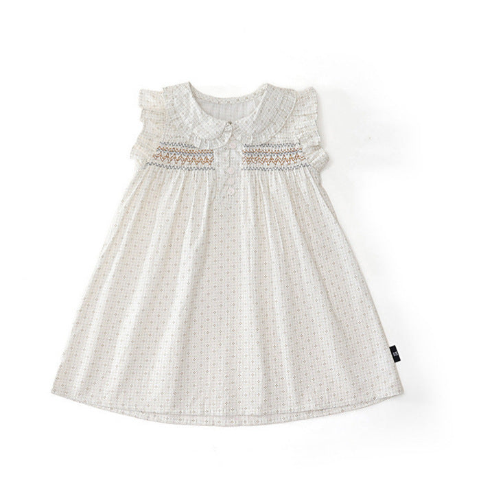 Girls Plaid Flutter Sleeve French Princess Dress