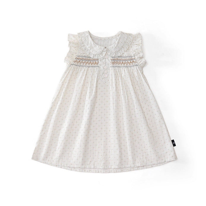 Girls Plaid Flutter Sleeve French Princess Dress