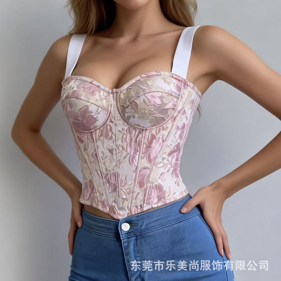Women's Corset Top Slim Fit Backless Wide Strap Camisole