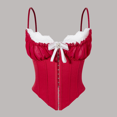 Women’s Corset Top Mesh Lace Fishbone Camisole Innerwear