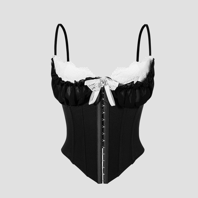 Women’s Corset Top Mesh Lace Fishbone Camisole Innerwear