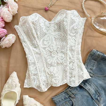 Women’s Corset Top Irregular Lace Fishbone Push Up Shapewear