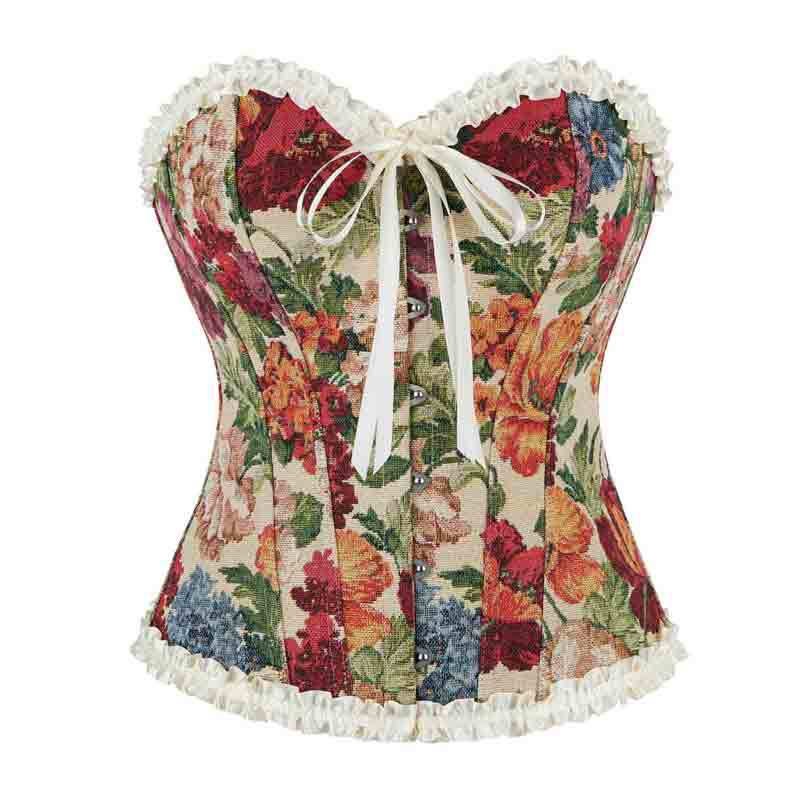 Women’s Corset Top French Style Fishbone Lace Strapless Shapewear