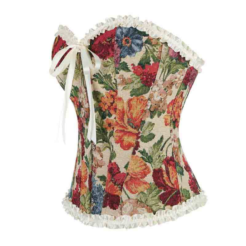 Women’s Corset Top French Style Fishbone Lace Strapless Shapewear