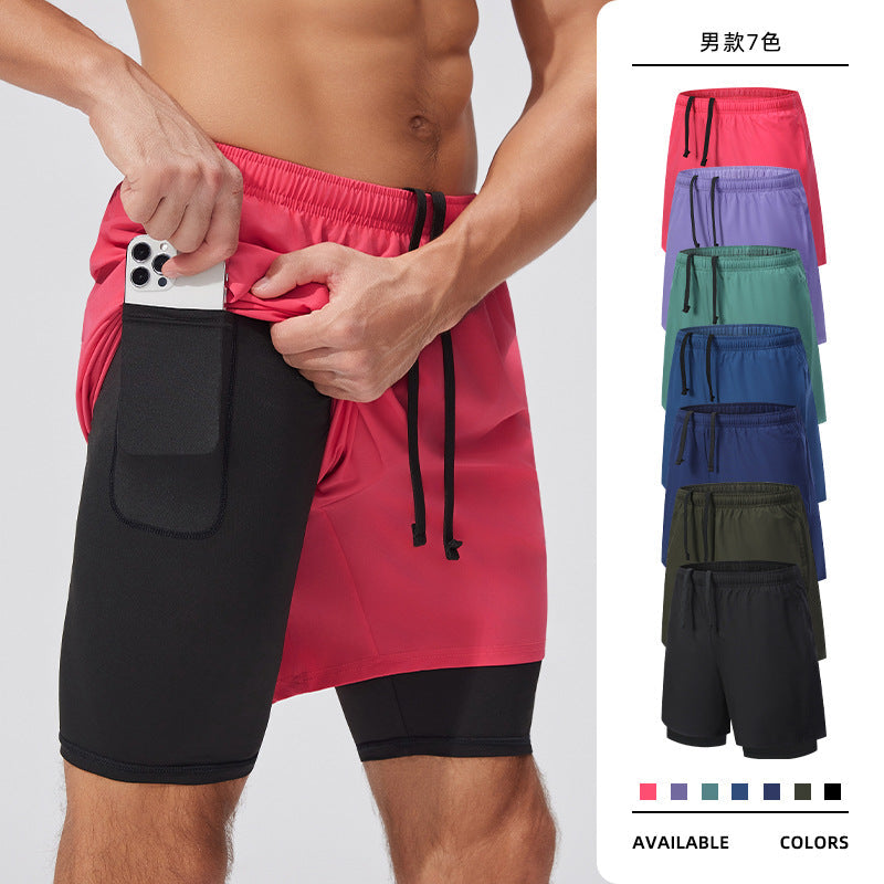 Men's Fake Two-Piece Large Size Outdoor Running Shorts