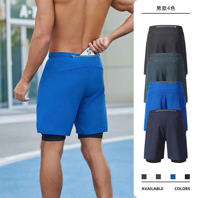 Men's Plus Size Double-Layer Quick-Dry Basketball Shorts