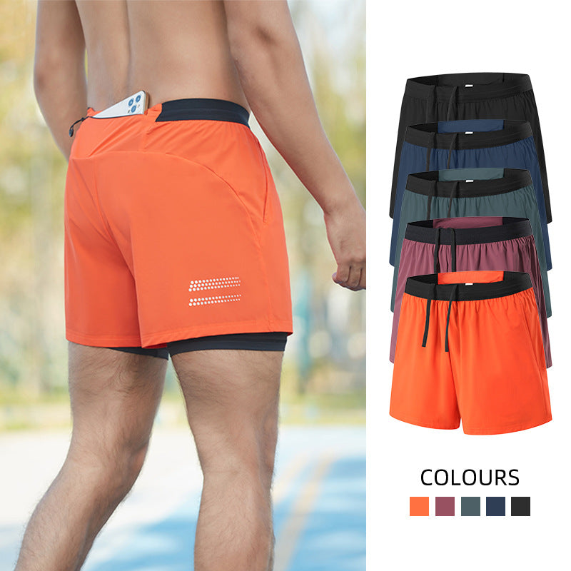 Men's Quick-Dry Double-Layer Marathon Three-Point Shorts