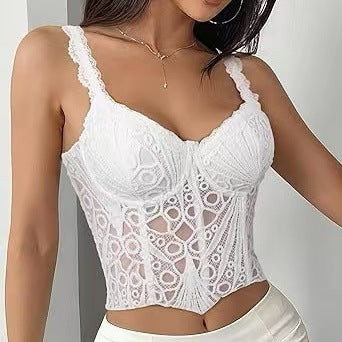 Premium Lace Embroidered Floral Fishbone Corset Top