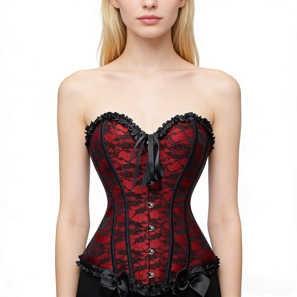 Strapless Corset Top with Front Closure & Lace-Up Back