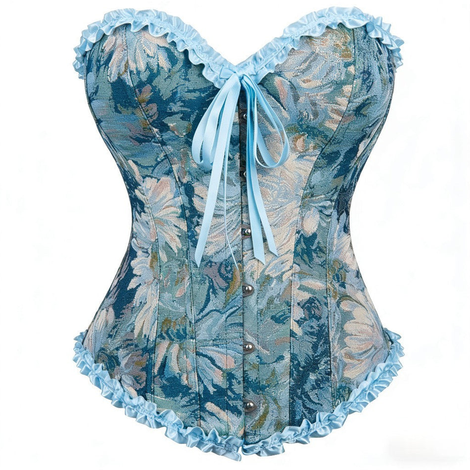 Vintage Lace-Trim Off-Shoulder Steel Boned Corset Top