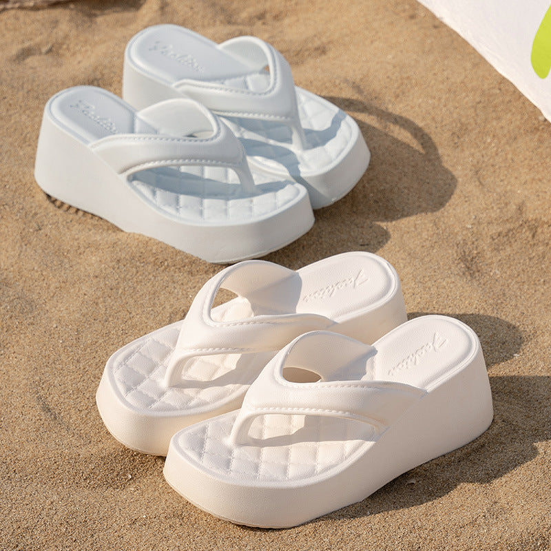 Women’s Thick Sole Platform Flip Flops Height Increasing Beach