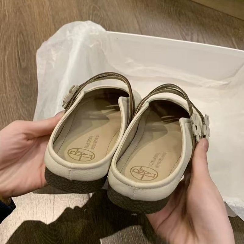 Women’s Closed Toe Half Slippers Flat Slip-On Soft Bottom Sandals
