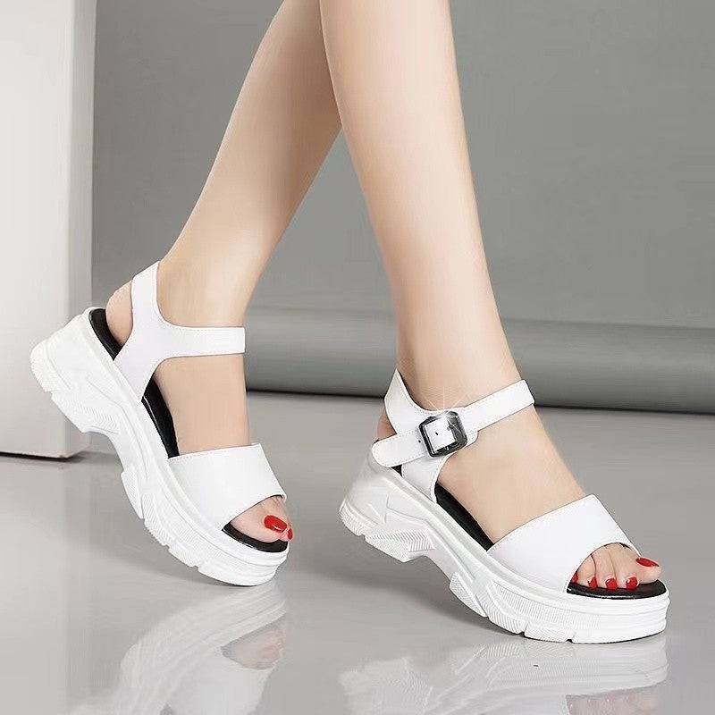 Women's Thick Sole One Strap Soft Sandals Summer Beach Flats