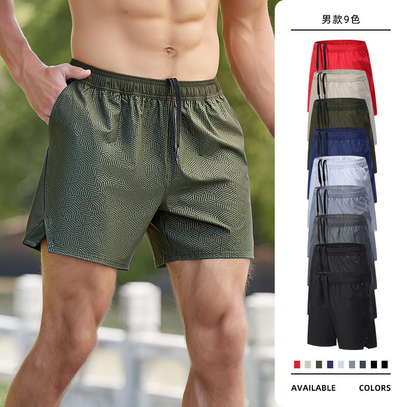 Black men���������s Spliced Breathable Quick Dry Casual Running Fitness Shorts