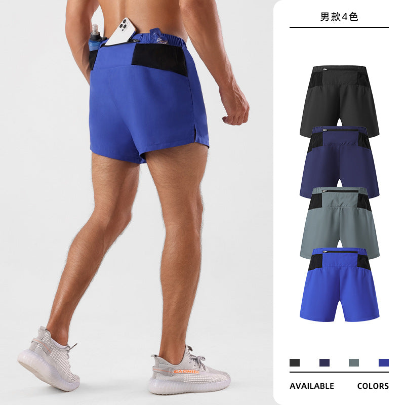 Men's Double Layer Quick Dry Three Point Running Fitness Shorts