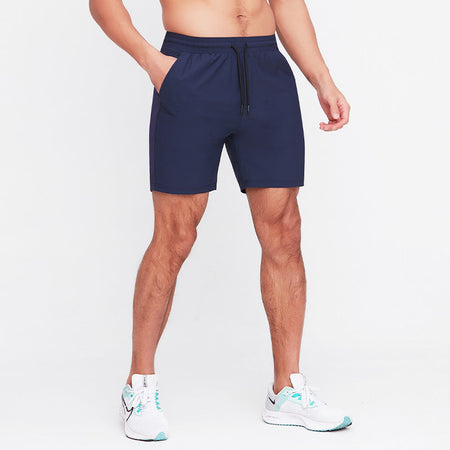 Navy blue men���������s Ice Silk Stitching Quick Dry Sports Basketball Shorts