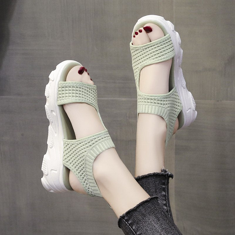 Women’s Fly Woven Mesh Platform Sports Sandals Thick Sole Summer