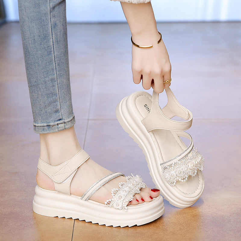 Women’s Buckle Strap Roman Sandals Thick Sole Height Raising