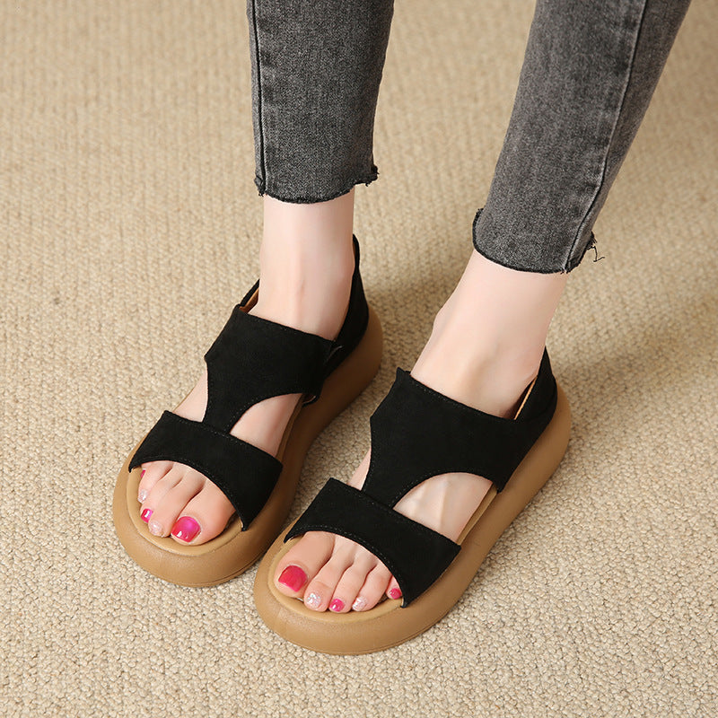 Women’s Soft Sole Open Toe T-Strap Sandals Thick Platform Summer