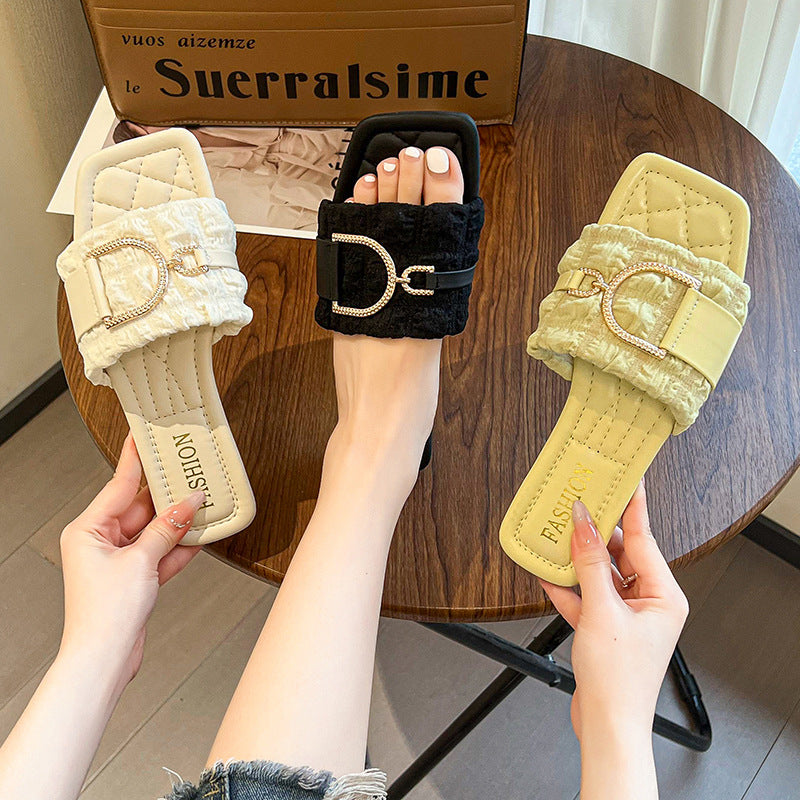 Women’s Plus Size High Sole One Line Casual Summer Slippers