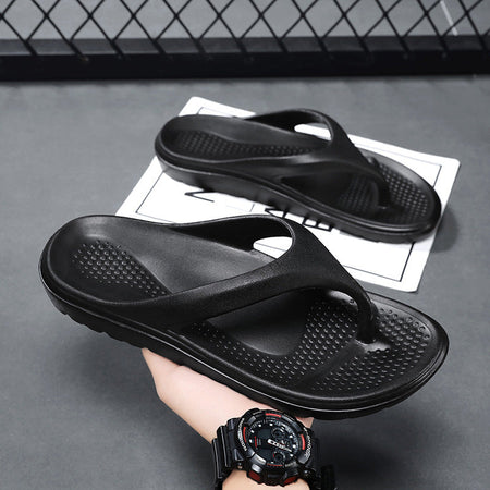 Black men���������s Plus Size Breathable Slip On Flip Flops Summer Slippers