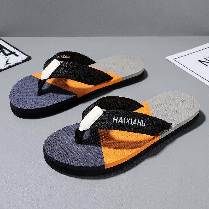 Orange men���������s Plus Size Non Slip Casual Beach Flip Flops Sandals