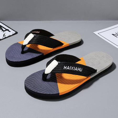 Orange men���������s Plus Size Non Slip Casual Beach Flip Flops Sandals